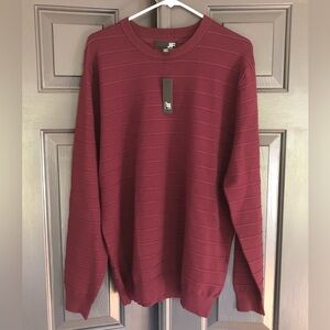 NWT J Ferrar Pullover Mens Large Maroon Wine Knit Rayon Crewneck Sweatshirt